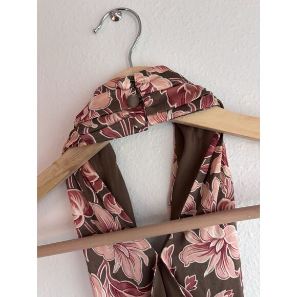 VERONICA BEARD Alberta Halterneck Silk Blend Deep Ochre Multicolored Dress Sz 10 - Picture 9 of 11